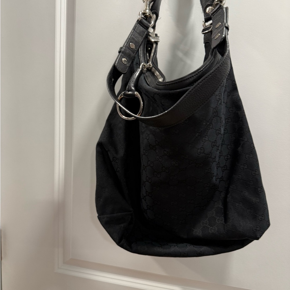 Gucci Black GG Monogram Canvas Hobo